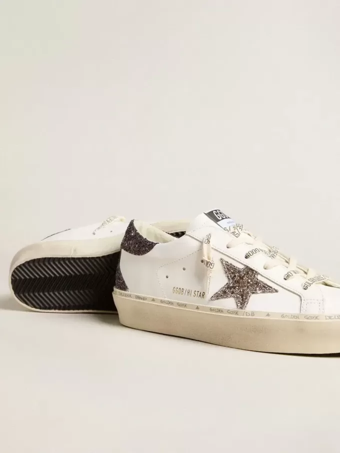 Damen-Hi Star mit silbernem Glitzerstern und rubinrotem Glitzer-Fersenlabel