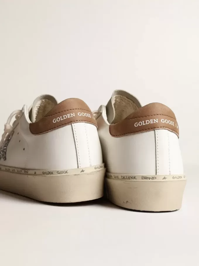 Damen-Hi-Star mit silbernem Glitzerstern und taubengrauem Nubuk-Fersenlasche
