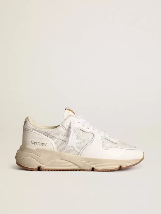 Damen-Laufsohle aus Mesh und weißem Nappa
