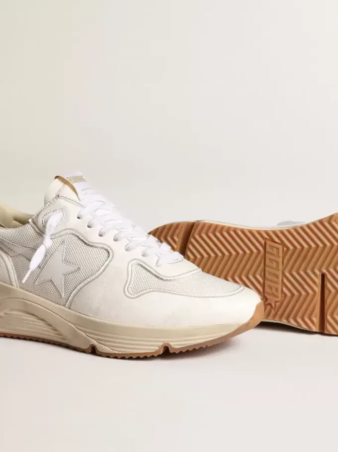 Damen-Laufsohle aus Mesh und weißem Nappa