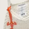 Damen-Makramee-Tasche aus butterfarbener Baumwolle mit Leder-Hummer-Anhänger