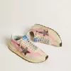 Herren-Marathon aus rosa Nylon und goldenem Wildleder mit schwarzem Sternaufdruck