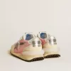 Herren-Marathon aus rosa Nylon und goldenem Wildleder mit schwarzem Sternaufdruck