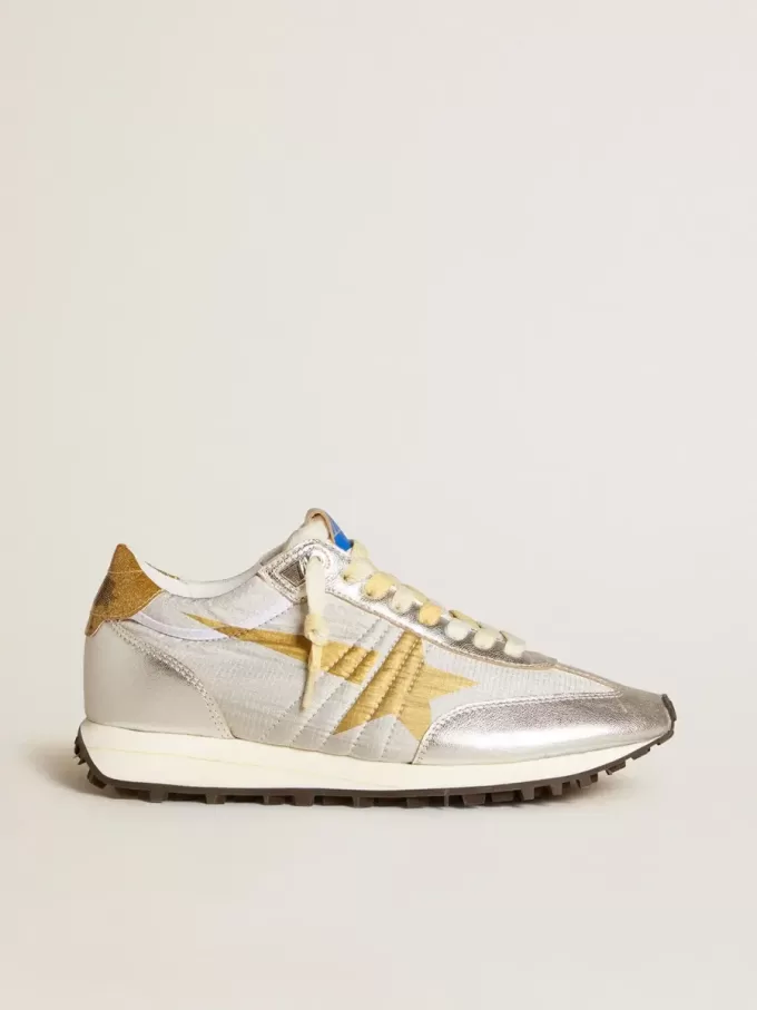 Damen-Marathon mit silbernem Ripstop-Nylon-Obermaterial und goldenem Stern
