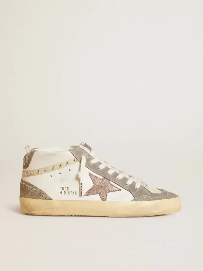 Damen Mid Star aus Nappa und Wildleder mit hellbraunem Metallic-Lederstern