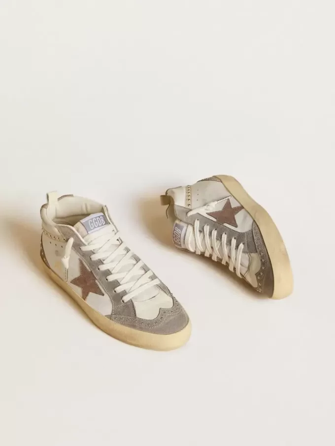 Damen Mid Star aus Nappa und Wildleder mit hellbraunem Metallic-Lederstern
