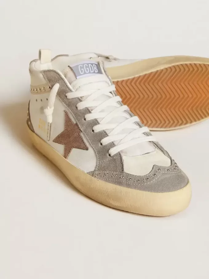 Damen Mid Star aus Nappa und Wildleder mit hellbraunem Metallic-Lederstern