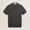Damen-Poloshirt aus anthrazitfarbener Merinowolle