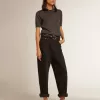 Damen-Poloshirt aus anthrazitfarbener Merinowolle