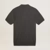 Damen-Poloshirt aus anthrazitfarbener Merinowolle