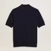 Damen-Poloshirt aus marineblauer Merinowolle