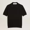 Damen-Poloshirt aus schwarzer Merinowolle