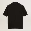 Damen-Poloshirt aus schwarzer Merinowolle