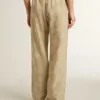 Damen-Pyjama-Hose aus beigem Jacquard mit Blumenmuster Damen-Pyjama-Hose aus beigem Jacquard mit Blumenmuster