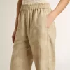 Damen-Pyjama-Hose aus beigem Jacquard mit Blumenmuster Damen-Pyjama-Hose aus beigem Jacquard mit Blumenmuster