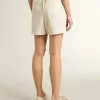 Damen-Shorts aus Wollmischung mit weißen und grauen Nadelstreifen Damen-Shorts aus Wollmischung mit weißen und grauen Nadelstreifen