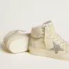 Damen-Sky-Star aus Leder mit hellblauem Lederstern und weißer Fersenlasche