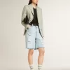 Damen-Sky-Star aus Leder mit hellblauem Lederstern und weißer Fersenlasche