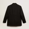 Damen-Smokingjacke aus schwarzer Wollgabardine