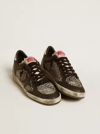 Damen-Sneaker „Ball Star” aus Leder mit Elefantenprint und schwarzem Lederstern