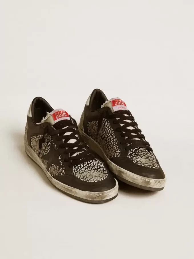 Damen-Sneaker „Ball Star” aus Leder mit Elefantenprint und schwarzem Lederstern Damen-Sneaker „Ball Star” aus Leder mit Elefantenprint und schwarzem Lederstern