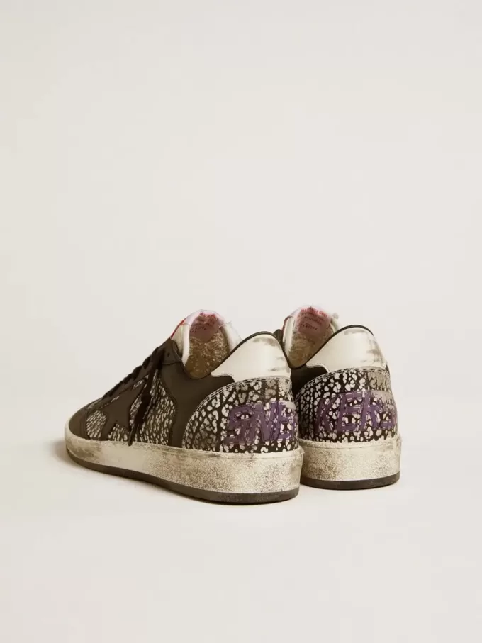 Damen-Sneaker „Ball Star” aus Leder mit Elefantenprint und schwarzem Lederstern Damen-Sneaker „Ball Star” aus Leder mit Elefantenprint und schwarzem Lederstern
