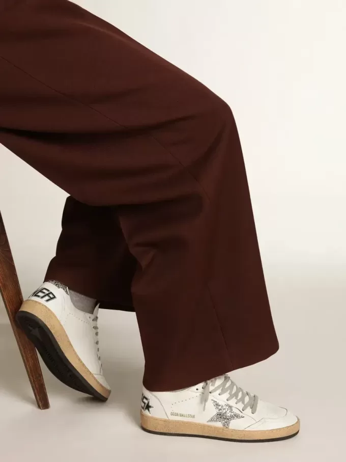 Damen-Sneaker „Ball Star” aus Nappaleder mit weißem Stern und glitzernder Fersenlasche Damen-Sneaker „Ball Star” aus Nappaleder mit weißem Stern und glitzernder Fersenlasche