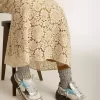 Damen-Sneaker Dad-Star aus Mesh und silberfarbenem Folienleder mit schwarzem Wildlederstern