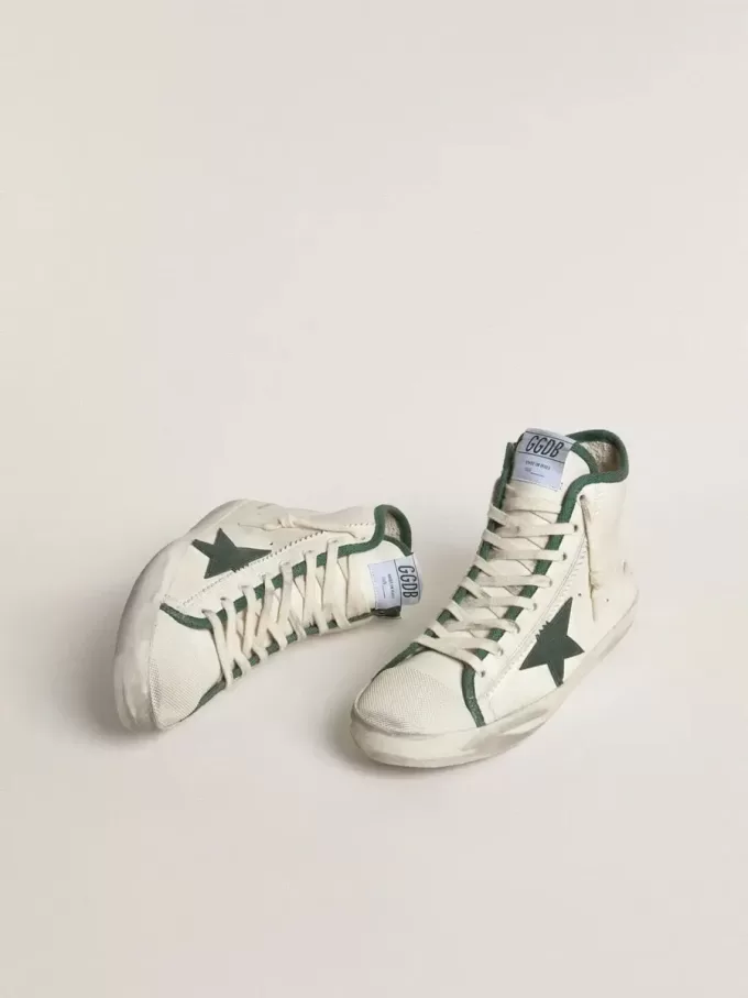 Damen-Sneaker Francy LTD aus Nappaleder mit grünem Gummister