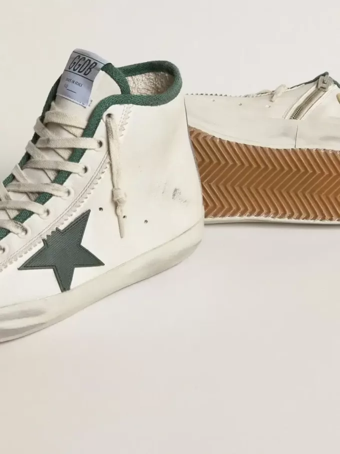 Damen-Sneaker Francy LTD aus Nappaleder mit grünem Gummister