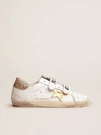 Damen-Sneaker Old School mit goldenem Stern aus laminiertem Leder Damen-Sneaker Old School mit goldenem Stern aus laminiertem Leder