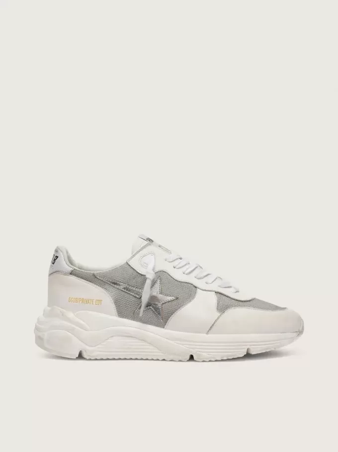 Damen-Sneaker „Running Sole” aus Mesh und Nubukleder mit silbernem Metallic-Lederstern Damen-Sneaker „Running Sole” aus Mesh und Nubukleder mit silbernem Metallic-Lederstern