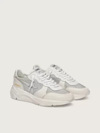 Damen-Sneaker „Running Sole” aus Mesh und Nubukleder mit silbernem Metallic-Lederstern