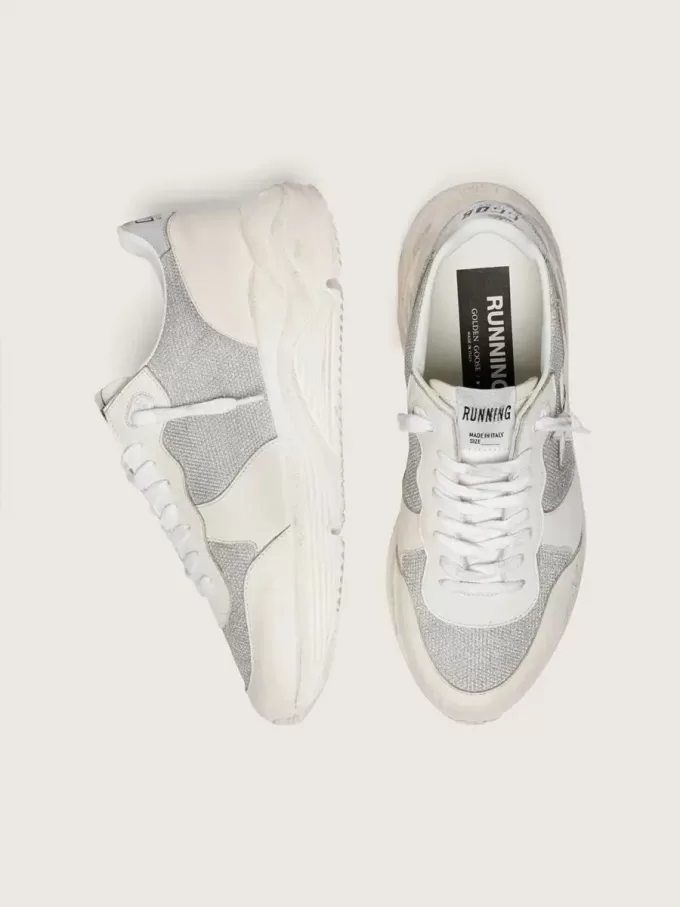 Damen-Sneaker „Running Sole” aus Mesh und Nubukleder mit silbernem Metallic-Lederstern Damen-Sneaker „Running Sole” aus Mesh und Nubukleder mit silbernem Metallic-Lederstern