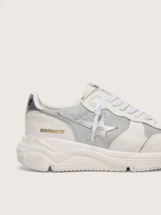 Damen-Sneaker „Running Sole” aus Mesh und Nubukleder mit silbernem Metallic-Lederstern Damen-Sneaker „Running Sole” aus Mesh und Nubukleder mit silbernem Metallic-Lederstern