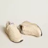Damen-Sneaker „Running Sole” aus Nappaleder mit rosa Lederstern und blauer Lederlasche am Fersenbereich