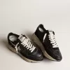 Damen-Sneaker „Running Sole” aus schwarzem Nappaleder und Wildleder