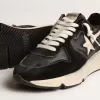 Damen-Sneaker „Running Sole” aus schwarzem Nappaleder und Wildleder