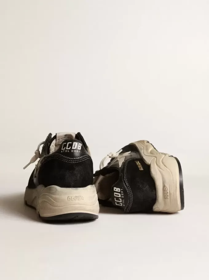 Damen-Sneaker „Running Sole” aus schwarzem Nappaleder und Wildleder