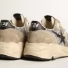 Damen-Sneaker „Running Sole” in Silberglitzer und taubengrauem Wildleder