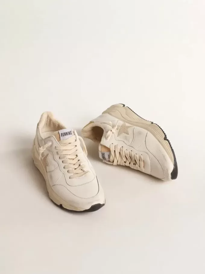 Damen-Sneaker „Running Sole LTD” aus Nappaleder mit Stern aus Wildleder und goldener Fersenlasche