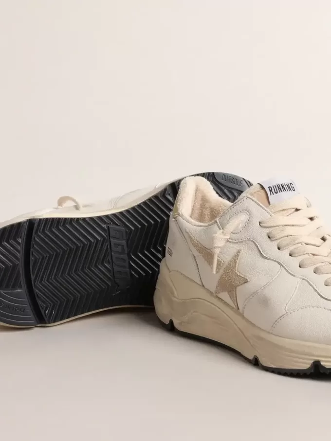 Damen-Sneaker „Running Sole LTD” aus Nappaleder mit Stern aus Wildleder und goldener Fersenlasche