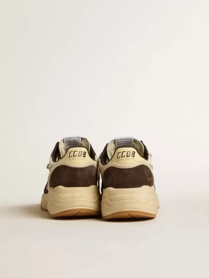 Damen-Sneaker „Running Sole LTD” aus Nappaleder und braunem Wildleder mit Swarovski-Kristallstern