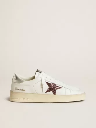 Damen-Sneaker „Stardan” aus Nappaleder mit Glitzerstern und Fersenlasche aus Metallic-Leder