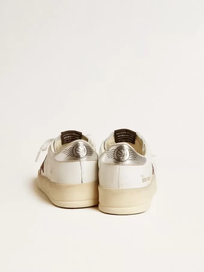 Damen-Sneaker „Stardan” aus Nappaleder mit Glitzerstern und Fersenlasche aus Metallic-Leder