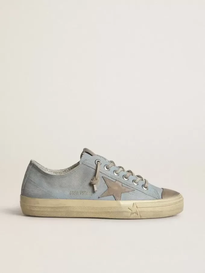 Damen-Sneaker V-Star aus hellblauem Canvas mit taubengrauem Lederstern