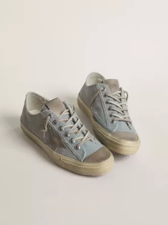 Damen-Sneaker V-Star aus hellblauem Canvas mit taubengrauem Lederstern