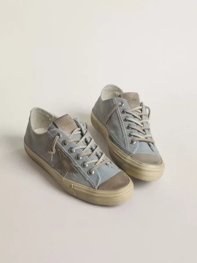 Damen-Sneaker V-Star aus hellblauem Canvas mit taubengrauem Lederstern