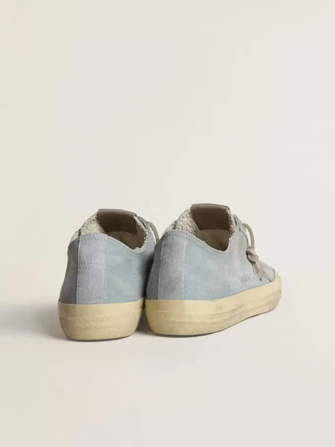 Damen-Sneaker V-Star aus hellblauem Canvas mit taubengrauem Lederstern