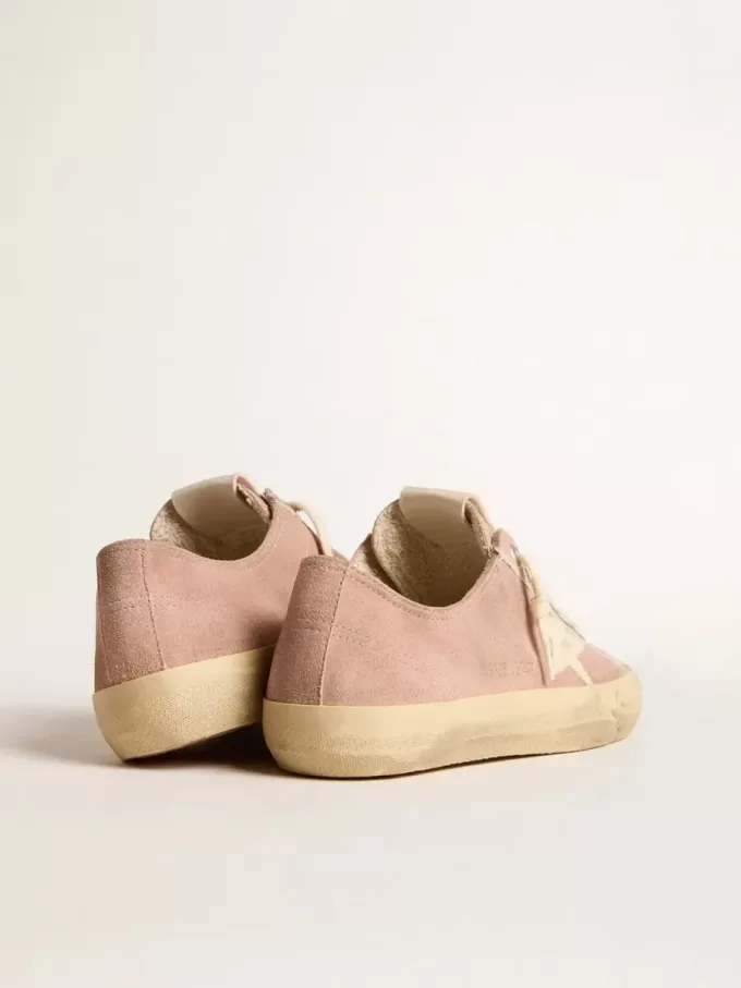 Damen-Sneaker V-Star aus rosa Wildleder mit cremefarbenem Lederstern Damen-Sneaker V-Star aus rosa Wildleder mit cremefarbenem Lederstern